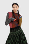 YANYAN KNITS Fall/Winter 2025: Wool plaid cropped sweater / mid-length skirt YYK-YYW25-1422-GW (Skirt: YYW25-2021)